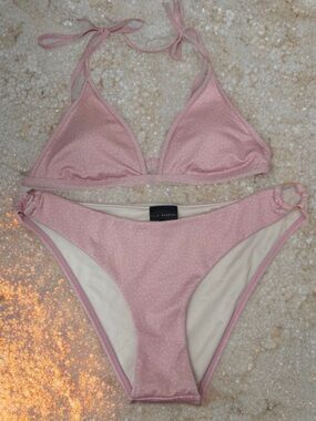 La Hearts Blush Pink Micro-Dot Triangle Bikini